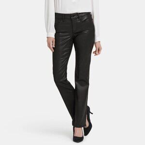 NYDJ Marilyn Coated Straight Jeans Lift Tuck Women's 12 Black NWT